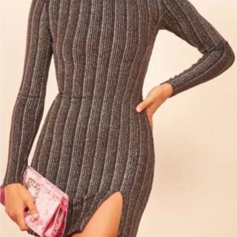 ❤️Reformation Sparkling Elegant Black Ribbed Dress